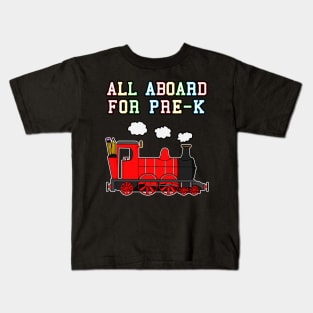 All Aboard For Pre-K Steam Train (Red) Kids T-Shirt